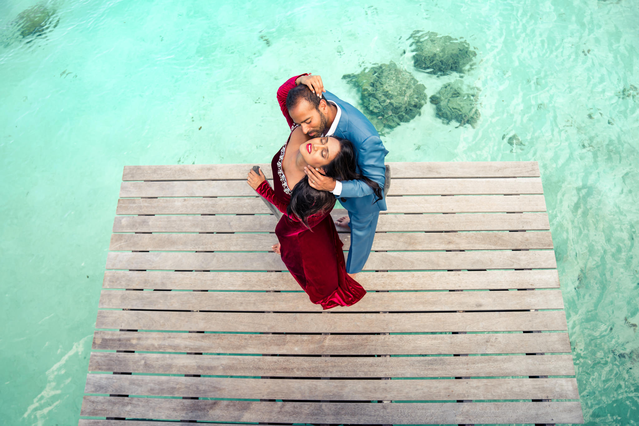 Moorea French Polynesia Hilton Lagoon resort spa photos indian couple wedding photos 