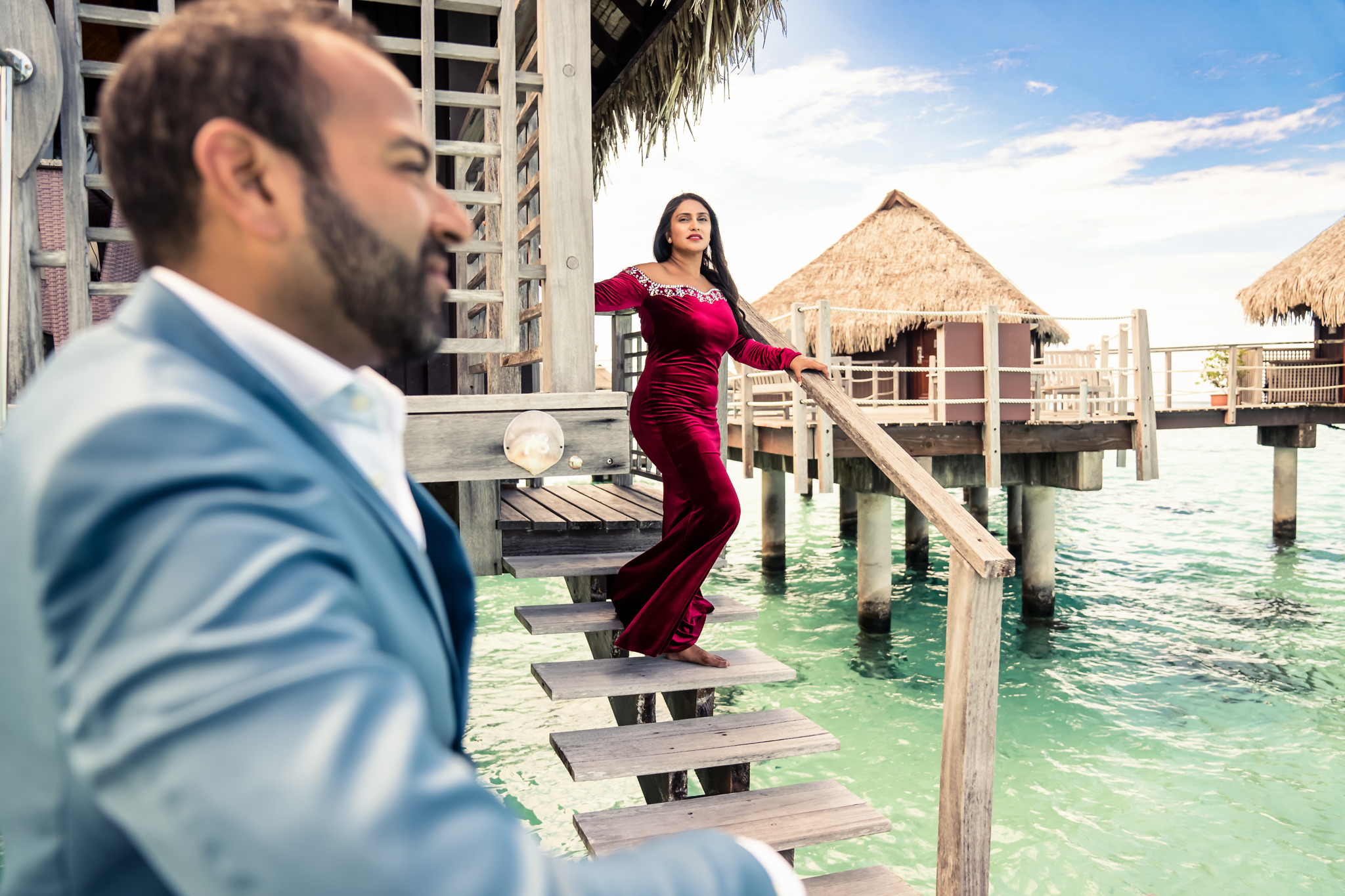 Moorea French Polynesia Hilton Lagoon resort spa photos indian couple wedding photos 