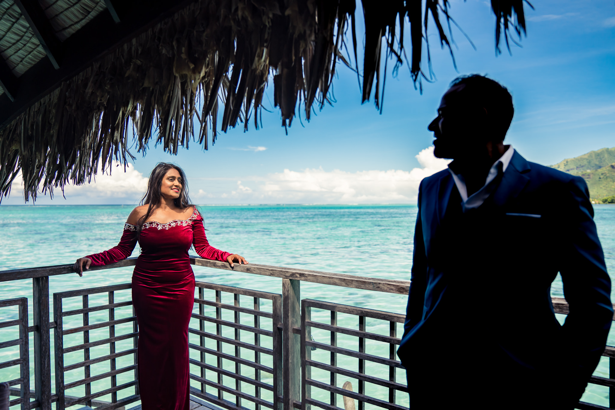 water bungalow Hilton lagoon moorea wedding photographer