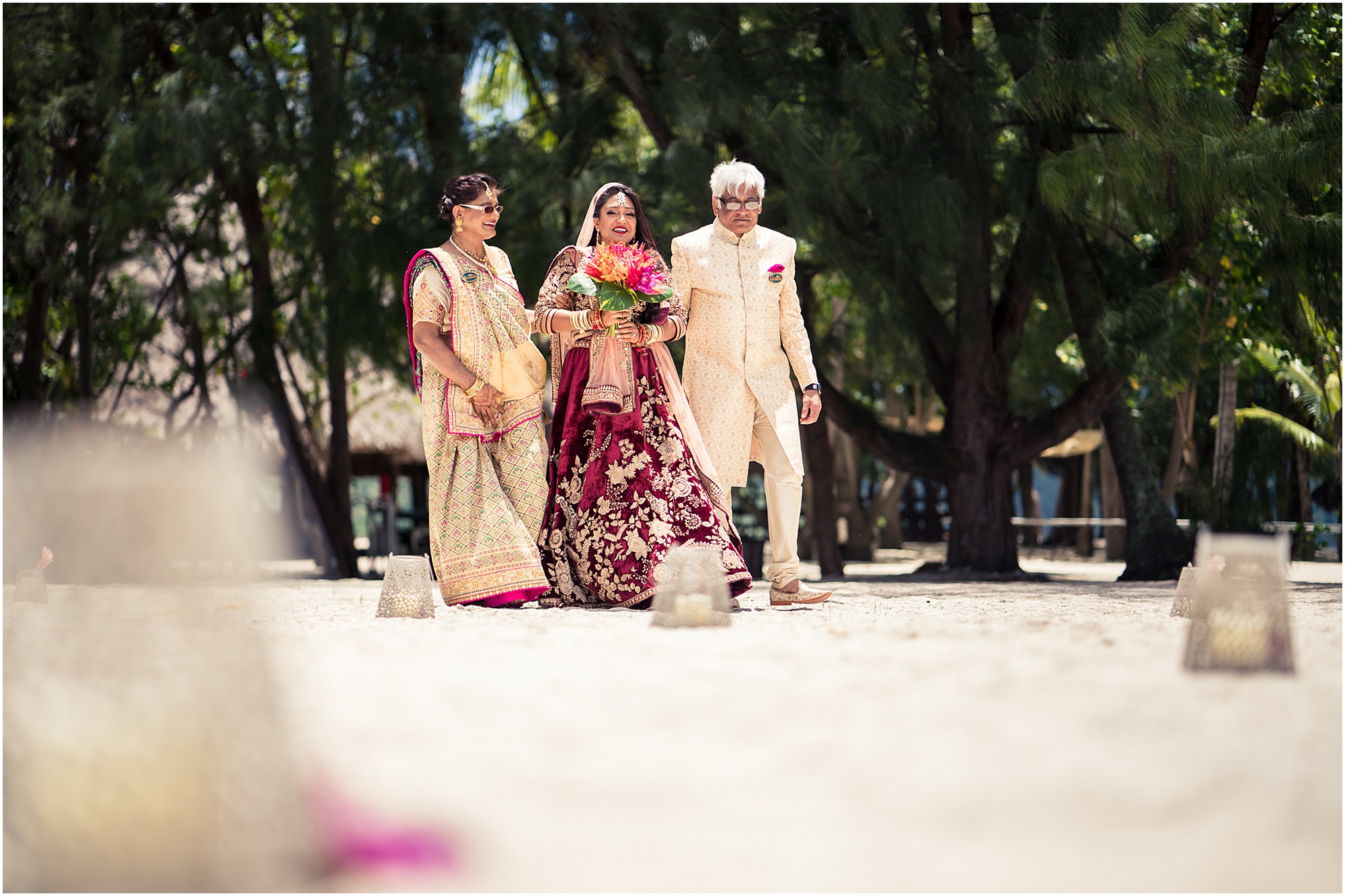 bora bora motu tapu indian bride arrival to the ceremony