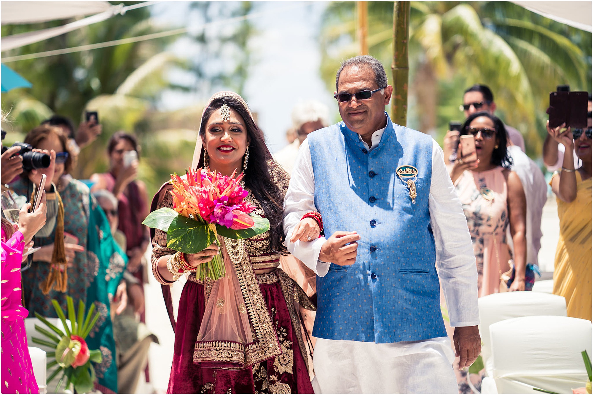 bora bora motu tapu indian bride arrival to the ceremony