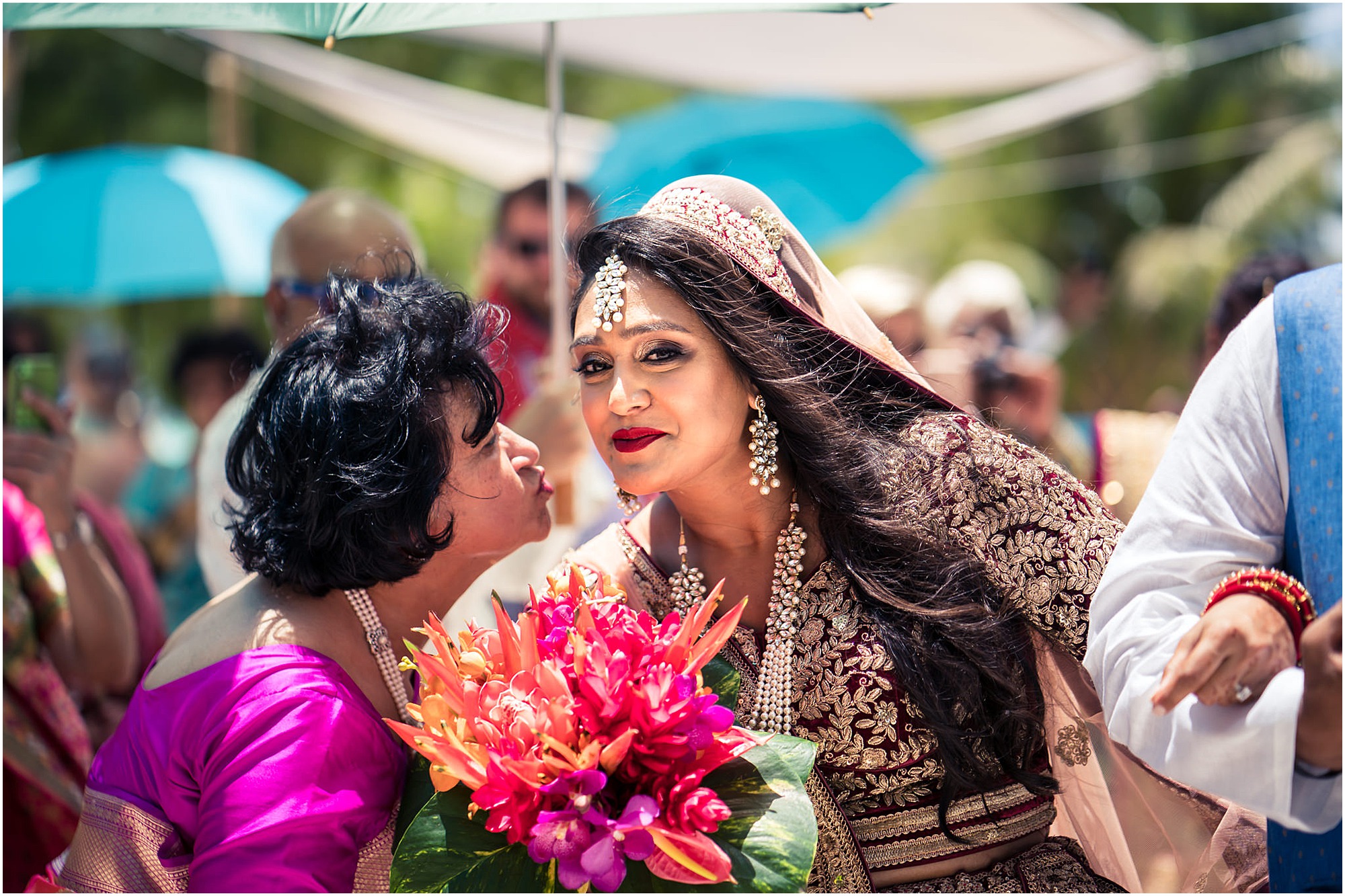 bora bora motu tapu indian bride arrival to the ceremony