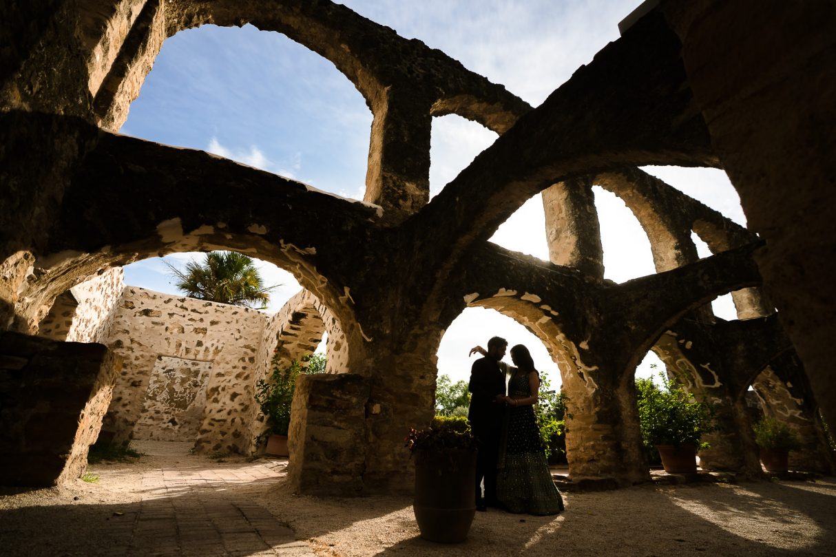 San Antonio Mission San Jose Engagement Photo Shoot Indian couple