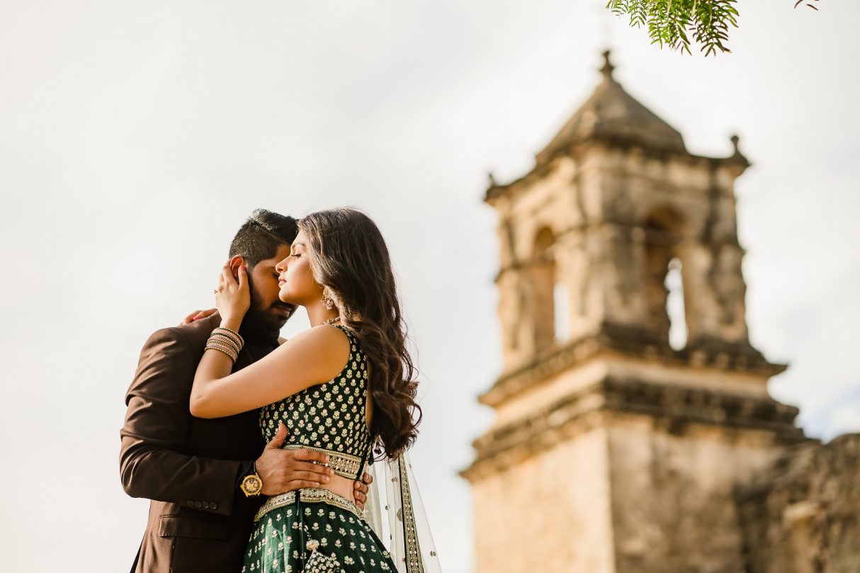 San Antonio Mission San Jose Engagement Photo Shoot Indian couple