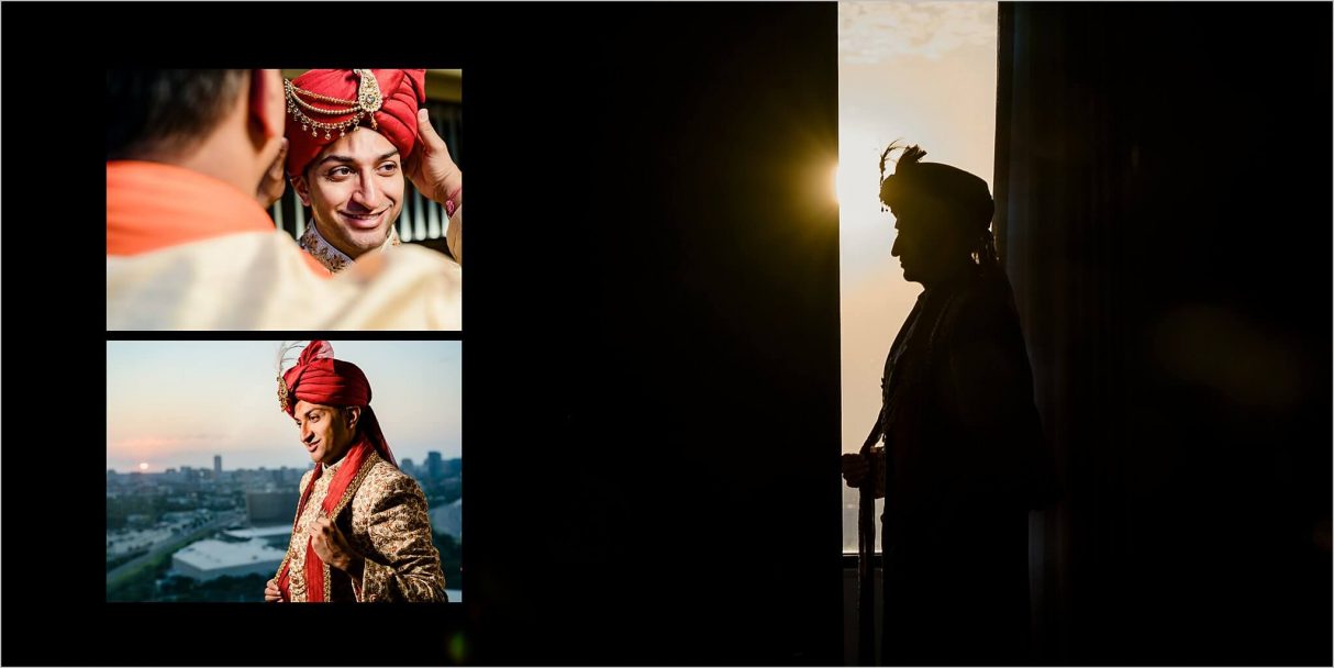 Groom prep Renaissance Dallas Hotel Indian Wedding